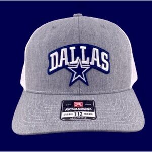 Dallas Richardson 112 Trucker Hat, Heather Grey and White, Football, SnapBack